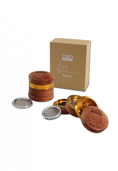 Black Leaf Grinder 4 Teilig Aluminium Holz CBD